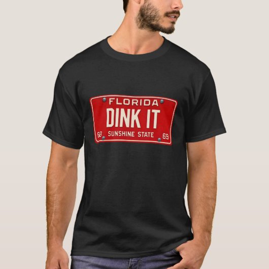 Dink It Pickleball Player Fan Retro License Plate T-shirt (Voorkant)
