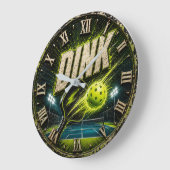 Dink Neon Pickleball Player Gift Grote Klok (Hoek)