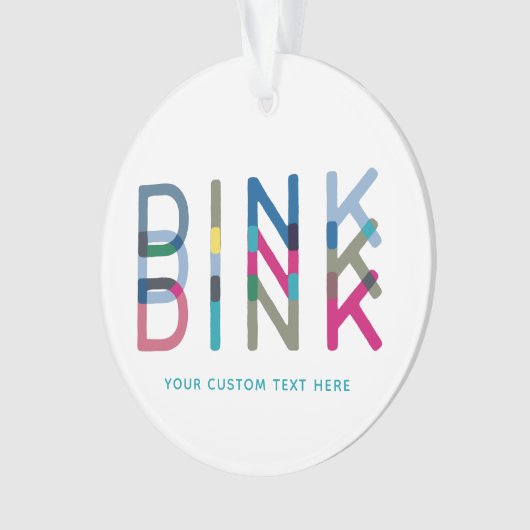 Dink Pickleball Fun Chic Blue Groen Roze Geel Ornament (voorkant)