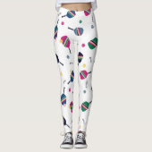Dink! Pickleball Fun Vibrant Blue Green Yellow Leggings (Voorkant)