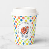 Dink Pickleball Party Sport Cartoon Mascotte Paddl Papieren Bekers (Achterkant)