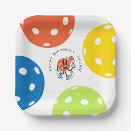 Dink Pickleball Party Sport Cartoon Mascotte Paddl Papieren Bordje