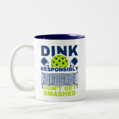 Dink Responsibly Don't Get Smashed Pickleball Tweekleurige Koffiemok (Links)