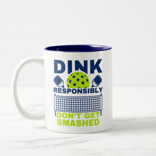 Dink Responsibly Don't Get Smashed Pickleball Tweekleurige Koffiemok (Links)