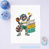 Dink Smash Repeat Wasbeer Pickleball Poster Flyer (Enkel)