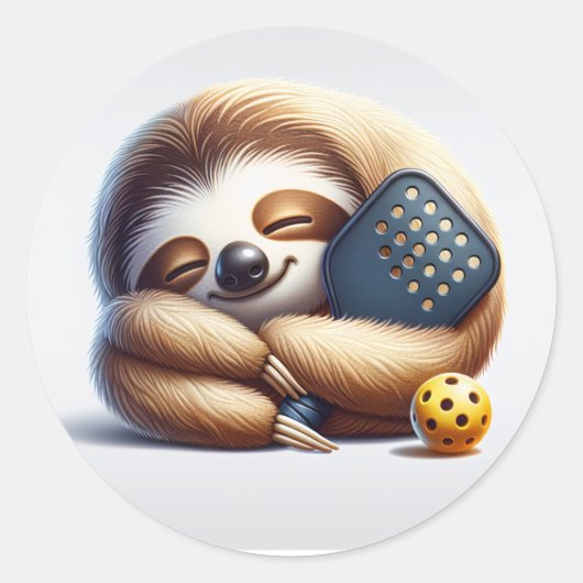 Dink Then Nap – Cozy Sloth Pickleball Sticker (Voorkant)