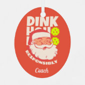 Dink verantwoord.  Kerstman met pakbon Metalen Ornament (Achterkant)