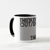 Dinken buiten de doos mok (Voorkant links)