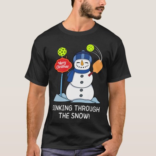 Dinken door de sneeuw - Christmas Pickleball T-shirt (Voorkant)