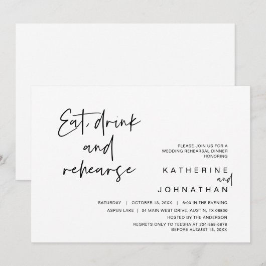 Dinken, eten, Drinken en repetities voor bruiloft Kaart (Voorkant / Achterkant)