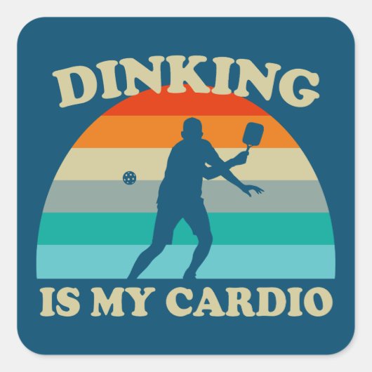 Dinken is mijn Cardio Pickleball Vierkante Sticker (Voorkant)