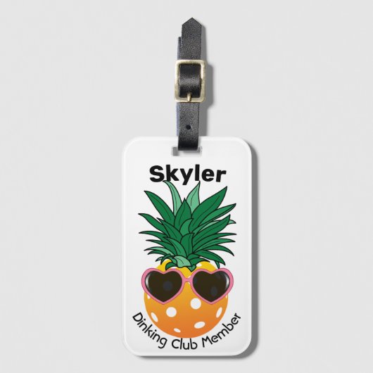 Dinking club Pickleball-ananas Bagagelabel (Voorkant (verticaal))