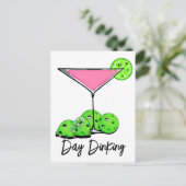 Dinking Cosmo roze cocktail, Pickleballimieten Briefkaart (Staand voorkant)