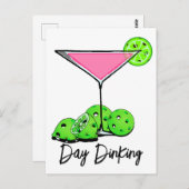 Dinking Cosmo roze cocktail, Pickleballimieten Briefkaart (Voorkant / Achterkant)