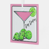 Dinking Cosmo roze cocktail, Pickleballimieten Glas Ornament (Voorkant links)