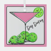 Dinking Cosmo roze cocktail, Pickleballimieten Glas Ornament (Voorkant)