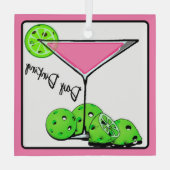 Dinking Cosmo roze cocktail, Pickleballimieten Glas Ornament (Achterkant)
