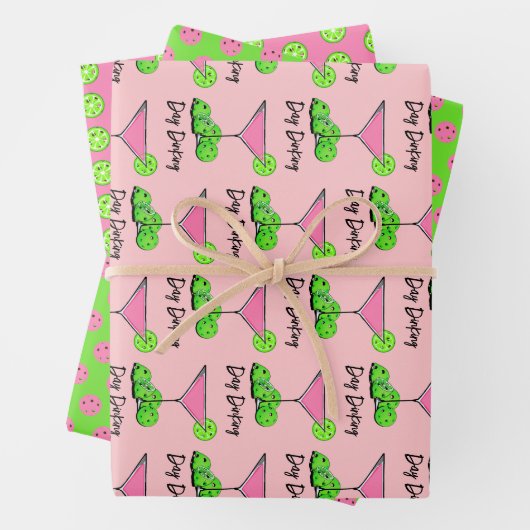 Dinking Cosmo roze cocktail, Pickleballimieten Inpakpapier Vel (In situ)