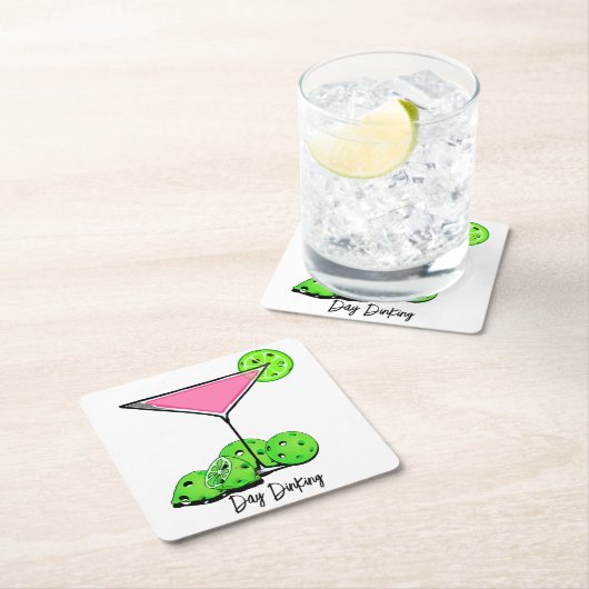 Dinking Cosmo roze cocktail, Pickleballimieten Kartonnen Onderzetters (Insitu)