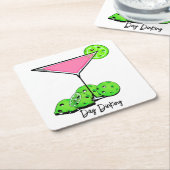 Dinking Cosmo roze cocktail, Pickleballimieten Kartonnen Onderzetters (Schuin)