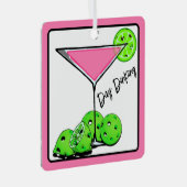 Dinking Cosmo roze cocktail, Pickleballimieten Metalen Ornament (Voorkant Rechts)