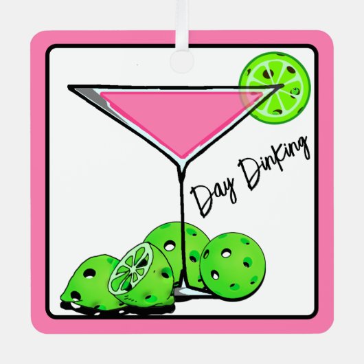 Dinking Cosmo roze cocktail, Pickleballimieten Metalen Ornament (Voorkant)