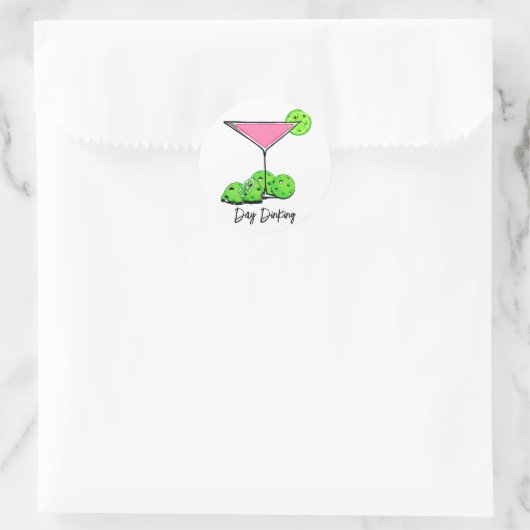 Dinking Cosmo roze cocktail, Pickleballimieten Ronde Sticker (Tas)