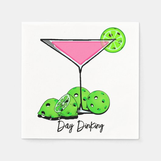 Dinking Cosmo roze cocktail, Pickleballimieten Servet (Voorkant)