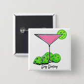 Dinking Cosmo roze cocktail, Pickleballimieten Vierkante Button 5,1 Cm (Voorkant /achterkant)