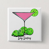 Dinking Cosmo roze cocktail, Pickleballimieten Vierkante Button 5,1 Cm (Voorkant)