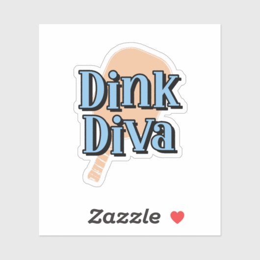 Dinking Diva Pickleball Paddle Sinaasappel en blau Sticker (Vel)