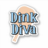 Dinking Diva Pickleball Paddle Sinaasappel en blau Sticker (Voorkant)