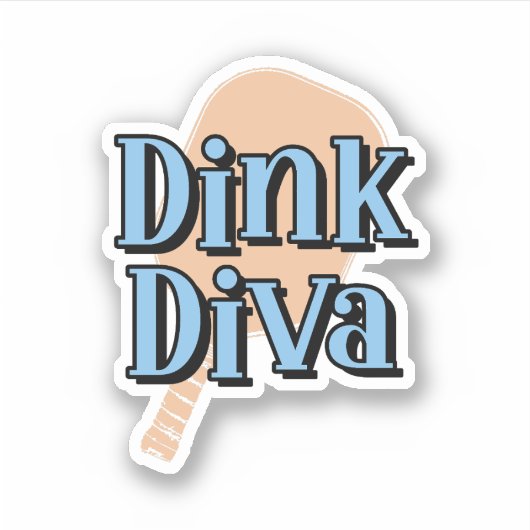 Dinking Diva Pickleball Paddle Sinaasappel en blau Sticker (Voorkant)