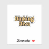 Dinking Diva Pickleball Yellow Retro Typografie Sticker (Vel)