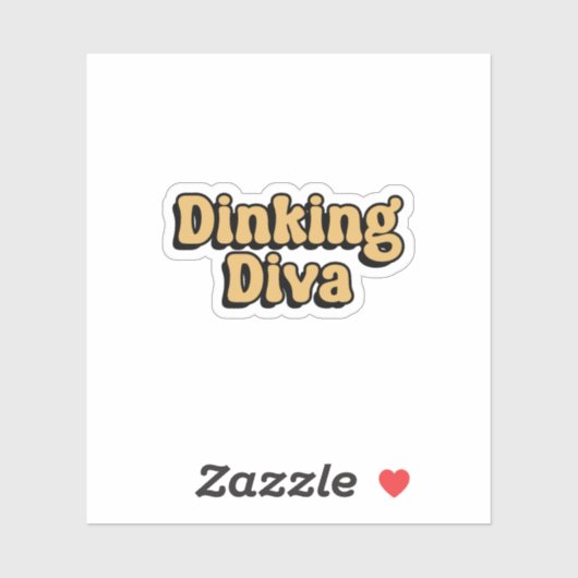 Dinking Diva Pickleball Yellow Retro Typografie Sticker (Vel)