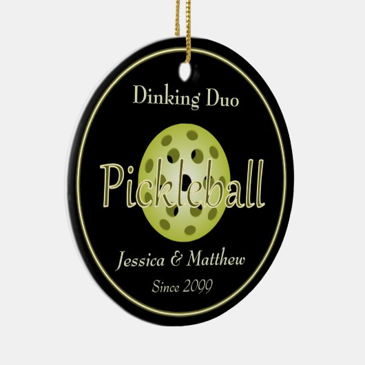 Dinking Duo Paar Pickleball Ball Keramisch Ornament (Rechts)