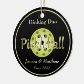 Dinking Duo Paar Pickleball Ball Keramisch Ornament (Links)