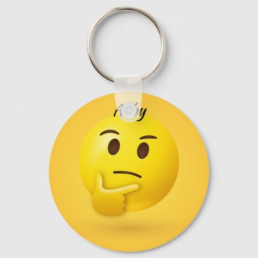 Dinking Face Emoji Persoonlijke naam Sleutelhanger (Voorkant)
