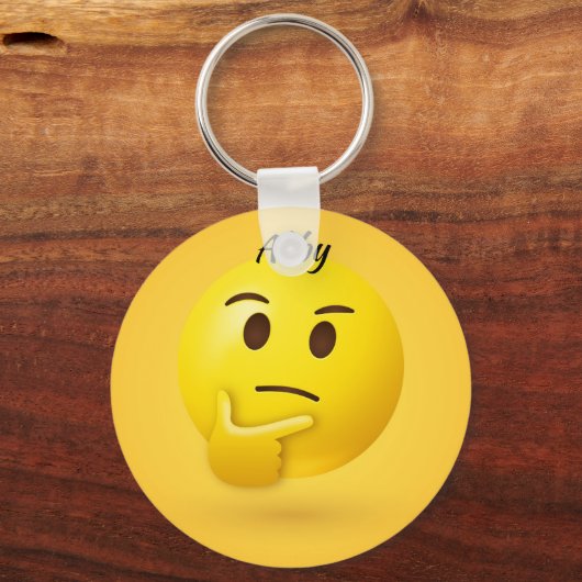 Dinking Face Emoji Persoonlijke naam Sleutelhanger (Voorkant)