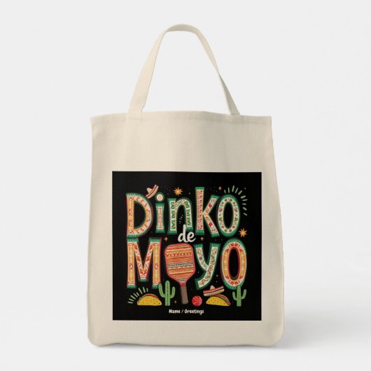 Dinko de Mayo Funny Cinco de Mayo Pickleball Pun Tote Bag (Achterkant)