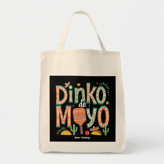 Dinko de Mayo Funny Cinco de Mayo Pickleball Pun Tote Bag (Voorkant)