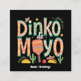 Dinko de Mayo Funny Cinco de Mayo Pickleball Pun Vierkante Visitekaartje