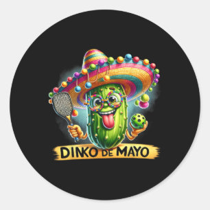 Dinko De Mayo Funny Cinco De Mayo Picklebyll Manne Ronde Sticker