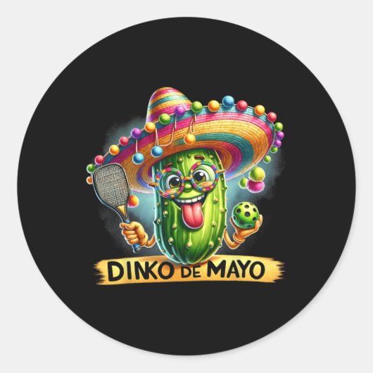 Dinko De Mayo Funny Cinco De Mayo Picklebyll Manne Ronde Sticker (Voorkant)