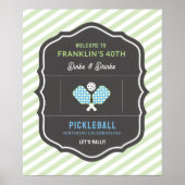 Dinks and Drinks Green & Blue Pickleball Welkom Poster (Voorkant)
