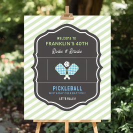 Dinks and Drinks Green & Blue Pickleball Welkom Poster