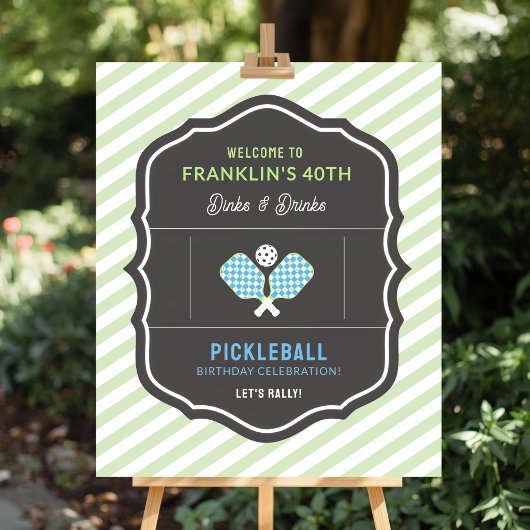 Dinks and Drinks Green & Blue Pickleball Welkom Poster