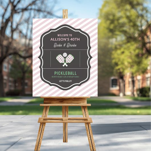 Dinks en Dranks Roze & Groen Pickleball Welkom Poster
