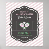 Dinks en Dranks Roze & Groen Pickleball Welkom Poster (Voorkant)