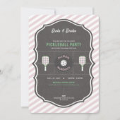 Dinks en Dranks Roze Pickleball Feest Verjaardag Kaart (Voorkant)